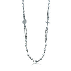 GOLDIE Strieborný náhrdelník Ruženec s perleťovými guličkami LNLS024.KS